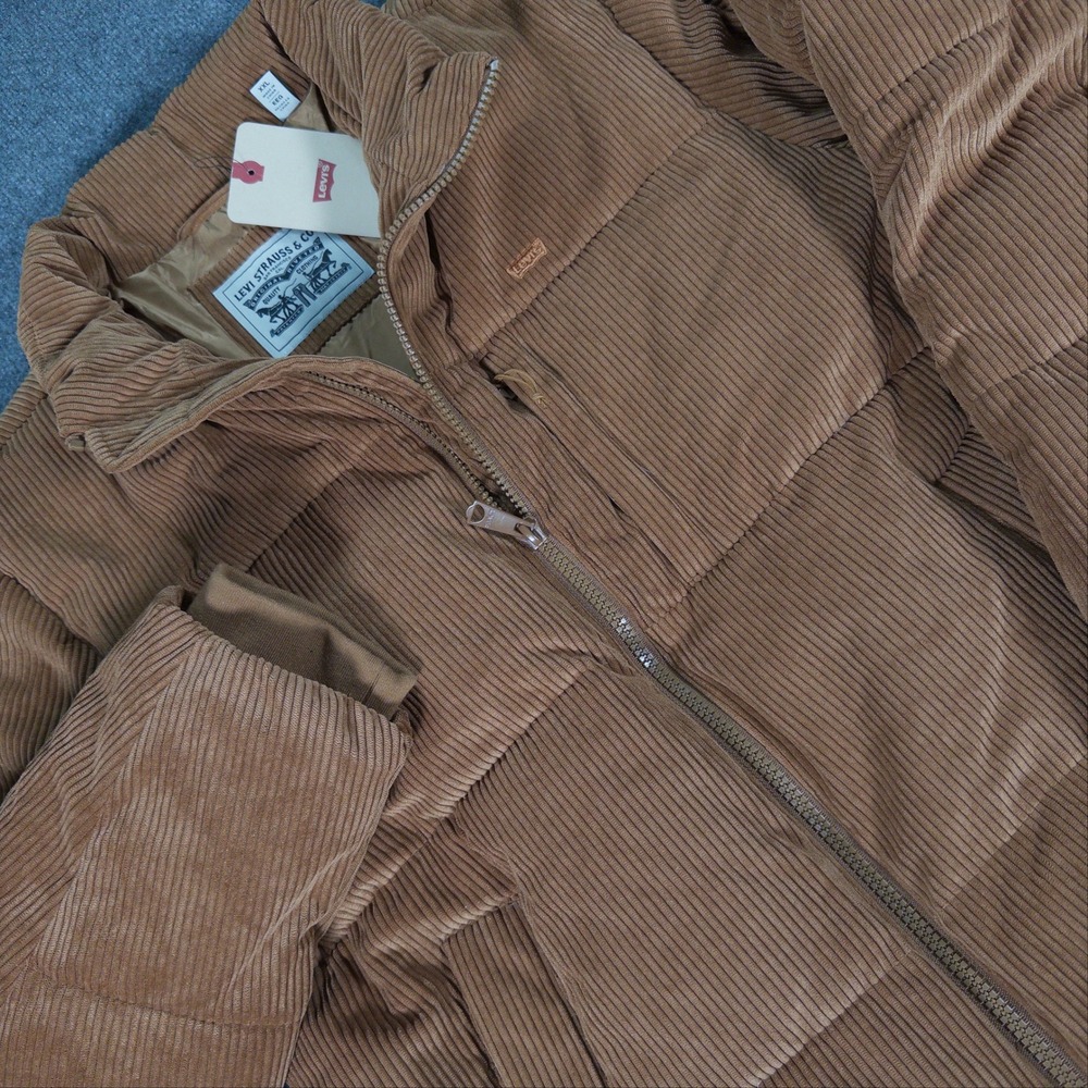 Levis Mens Brown Corduroy Puffer Jacket High Loft Insulated XXL 594930042